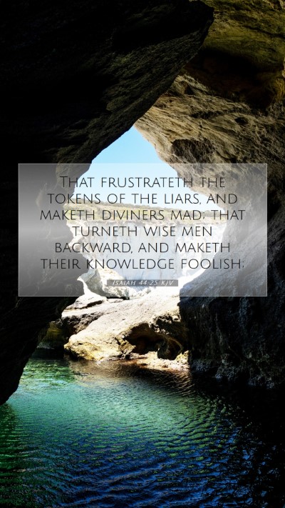 Picture 07 - Isaiah 44:25 KJV Mobile Phone Wallpaper - That frustrateth the tokens of the liars, and - Mobile Bible Verse Wallpaper