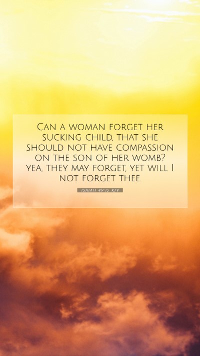 Picture 07 - Isaiah 49:15 KJV Mobile Phone Wallpaper - Can a woman forget her sucking child, that she - Mobile Bible Verse Wallpaper