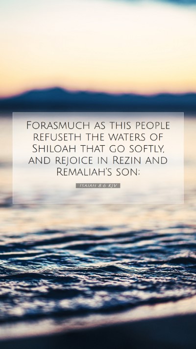 Picture 07 - Isaiah 8:6 KJV Mobile Phone Wallpaper - Forasmuch as this people refuseth the waters of - Mobile Bible Verse Wallpaper