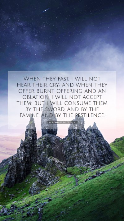 Picture 07 - Jeremiah 14:12 KJV Mobile Phone Wallpaper - When they fast, I will not hear their cry; and - Mobile Bible Verse Wallpaper