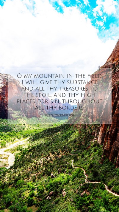 Picture 07 - Jeremiah 17:3 KJV Mobile Phone Wallpaper - O my mountain in the field, I will give thy - Mobile Bible Verse Wallpaper