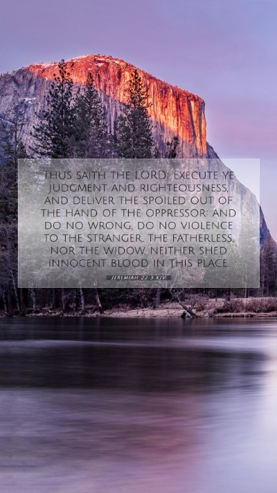 Picture 07 - Jeremiah 22:3 KJV Mobile Phone Wallpaper - Thus saith the LORD; Execute ye judgment and - Mobile Bible Verse Wallpaper