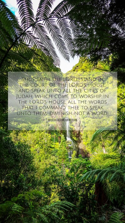 Picture 07 - Jeremiah 26:2 KJV Mobile Phone Wallpaper - Thus saith the LORD; Stand in the court of the - Mobile Bible Verse Wallpaper