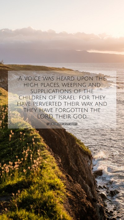 Picture 07 - Jeremiah 3:21 KJV Mobile Phone Wallpaper - A voice was heard upon the high places, weeping - Mobile Bible Verse Wallpaper