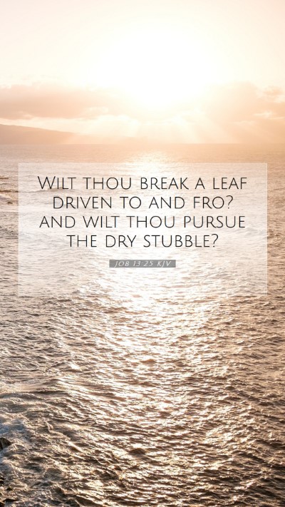Picture 07 - Job 13:25 KJV Mobile Phone Wallpaper - Wilt thou break a leaf driven to and fro? and - Mobile Bible Verse Wallpaper