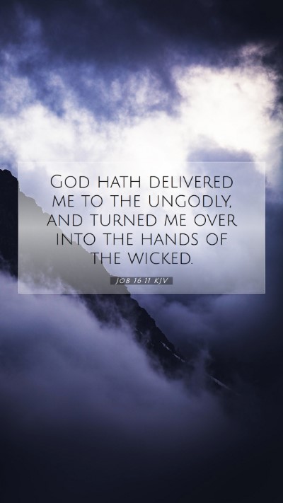 Picture 07 - Job 16:11 KJV Mobile Phone Wallpaper - God hath delivered me to the ungodly, and turned - Mobile Bible Verse Wallpaper
