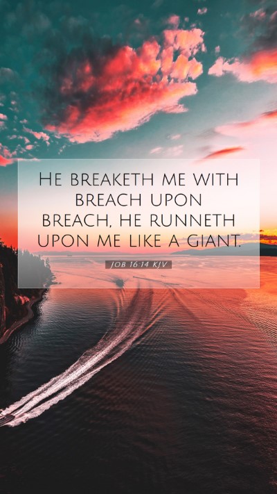Picture 07 - Job 16:14 KJV Mobile Phone Wallpaper - He breaketh me with breach upon breach, he - Mobile Bible Verse Wallpaper