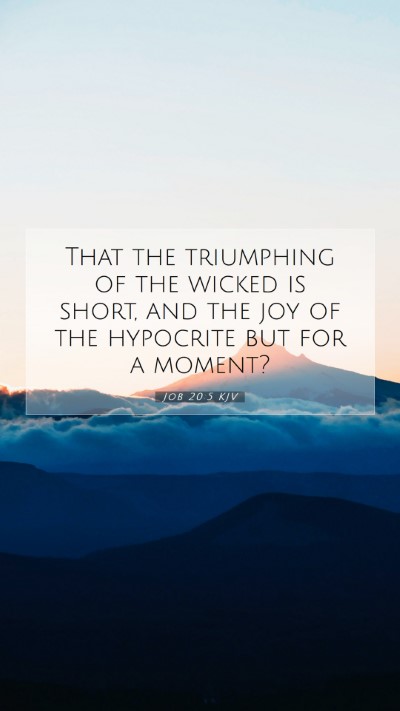 Picture 07 - Job 20:5 KJV Mobile Phone Wallpaper - That the triumphing of the wicked is short, and - Mobile Bible Verse Wallpaper