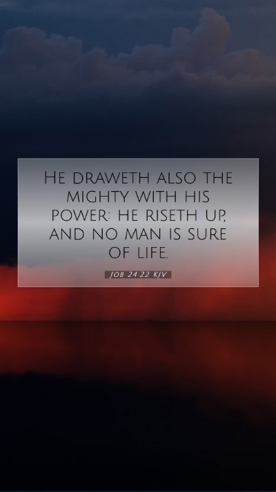 Picture 07 - Job 24:22 KJV Mobile Phone Wallpaper - He draweth also the mighty with his power: he - Mobile Bible Verse Wallpaper