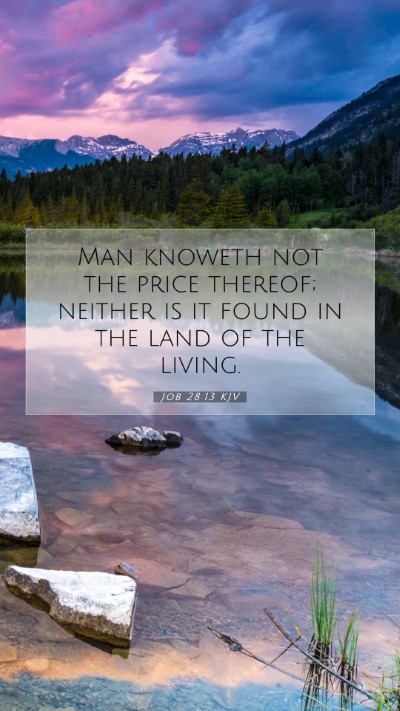 Picture 07 - Job 28:13 KJV Mobile Phone Wallpaper - Man knoweth not the price thereof; neither is it - Mobile Bible Verse Wallpaper