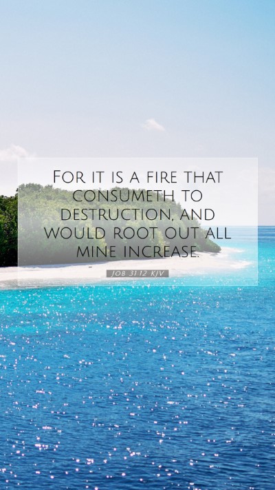 Picture 07 - Job 31:12 KJV Mobile Phone Wallpaper - For it is a fire that consumeth to destruction, - Mobile Bible Verse Wallpaper