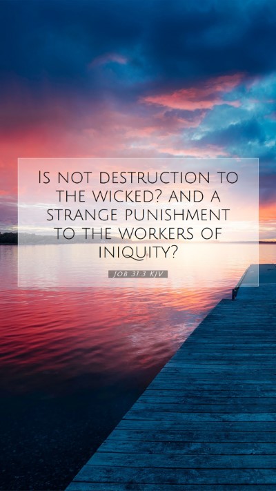 Picture 07 - Job 31:3 KJV Mobile Phone Wallpaper - Is not destruction to the wicked? and a strange - Mobile Bible Verse Wallpaper