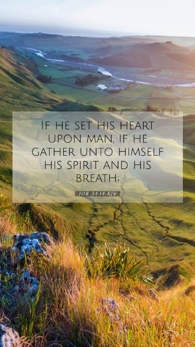 Picture 07 - Job 34:14 KJV Mobile Phone Wallpaper - If he set his heart upon man, if he gather unto - Mobile Bible Verse Wallpaper