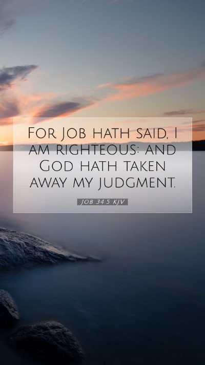 Picture 07 - Job 34:5 KJV Mobile Phone Wallpaper - For Job hath said, I am righteous: and God hath - Mobile Bible Verse Wallpaper