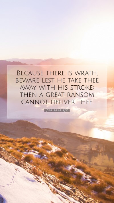 Picture 07 - Job 36:18 KJV Mobile Phone Wallpaper - Because there is wrath, beware lest he take thee - Mobile Bible Verse Wallpaper