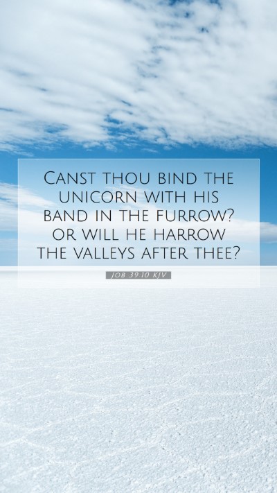Picture 07 - Job 39:10 KJV Mobile Phone Wallpaper - Canst thou bind the unicorn with his band in the - Mobile Bible Verse Wallpaper