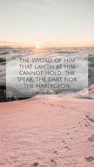Picture 07 - Job 41:26 KJV Mobile Phone Wallpaper - The sword of him that layeth at him cannot hold: - Mobile Bible Verse Wallpaper