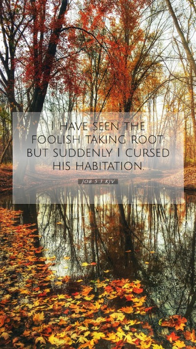 Picture 07 - Job 5:3 KJV Mobile Phone Wallpaper - I have seen the foolish taking root: but suddenly - Mobile Bible Verse Wallpaper