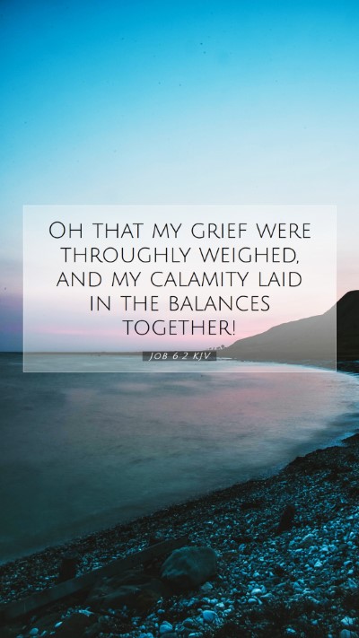 Picture 07 - Job 6:2 KJV Mobile Phone Wallpaper - Oh that my grief were throughly weighed, and my - Mobile Bible Verse Wallpaper
