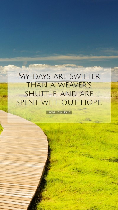 Picture 07 - Job 7:6 KJV Mobile Phone Wallpaper - My days are swifter than a weaver's shuttle, and - Mobile Bible Verse Wallpaper