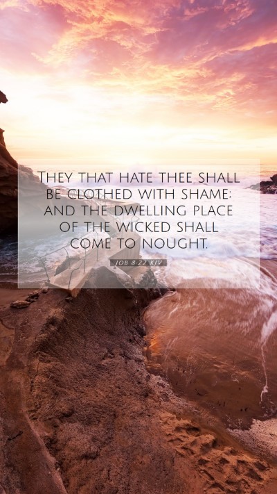 Picture 07 - Job 8:22 KJV Mobile Phone Wallpaper - They that hate thee shall be clothed with shame; - Mobile Bible Verse Wallpaper