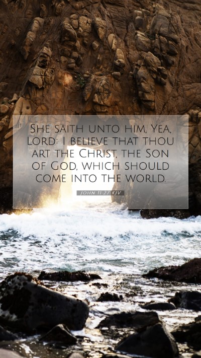 Picture 07 - John 11:27 KJV Mobile Phone Wallpaper - She saith unto him, Yea, Lord: I believe that - Mobile Bible Verse Wallpaper