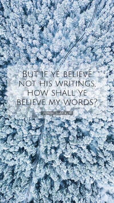 Picture 07 - John 5:47 KJV Mobile Phone Wallpaper - But if ye believe not his writings, how shall ye - Mobile Bible Verse Wallpaper