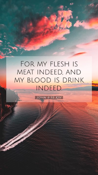 Picture 07 - John 6:55 KJV Mobile Phone Wallpaper - For my flesh is meat indeed, and my blood is - Mobile Bible Verse Wallpaper