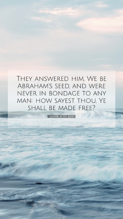 Picture 07 - John 8:33 KJV Mobile Phone Wallpaper - They answered him, We be Abraham's seed, and were - Mobile Bible Verse Wallpaper