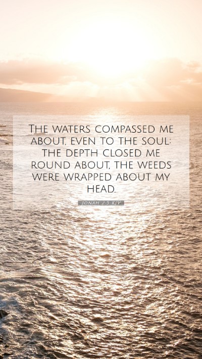 Picture 07 - Jonah 2:5 KJV Mobile Phone Wallpaper - The waters compassed me about, even to the soul: - Mobile Bible Verse Wallpaper