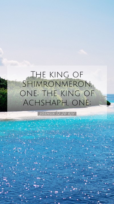 Picture 07 - Joshua 12:20 KJV Mobile Phone Wallpaper - The king of Shimronmeron, one; the king of - Mobile Bible Verse Wallpaper