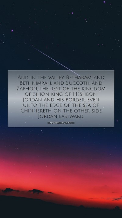 Picture 07 - Joshua 13:27 KJV Mobile Phone Wallpaper - And in the valley, Betharam, and Bethnimrah, and - Mobile Bible Verse Wallpaper