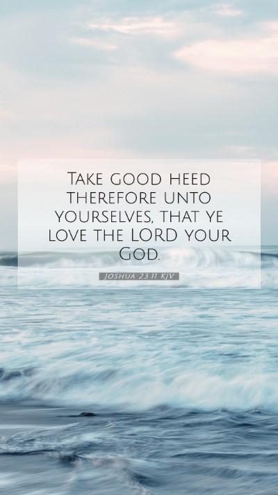 Picture 07 - Joshua 23:11 KJV Mobile Phone Wallpaper - Take good heed therefore unto yourselves, that ye - Mobile Bible Verse Wallpaper