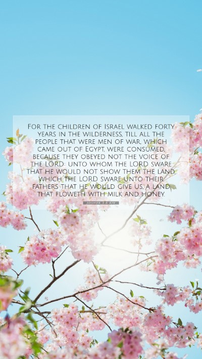 Picture 07 - Joshua 5:6 KJV Mobile Phone Wallpaper - For the children of Israel walked forty years in - Mobile Bible Verse Wallpaper