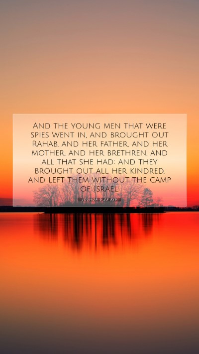 Picture 07 - Joshua 6:23 KJV Mobile Phone Wallpaper - And the young men that were spies went in, and - Mobile Bible Verse Wallpaper