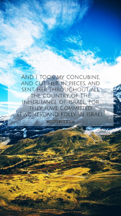 Picture 07 - Judges 20:6 KJV Mobile Phone Wallpaper - And I took my concubine, and cut her in pieces, - Mobile Bible Verse Wallpaper
