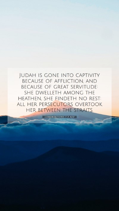 Picture 07 - Lamentations 1:3 KJV Mobile Phone Wallpaper - Judah is gone into captivity because of - Mobile Bible Verse Wallpaper