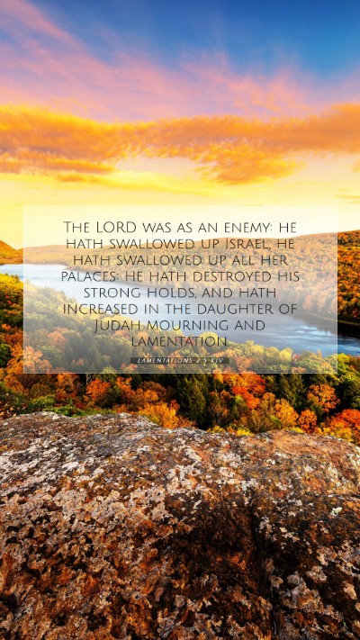 Picture 07 - Lamentations 2:5 KJV Mobile Phone Wallpaper - The LORD was as an enemy: he hath swallowed up - Mobile Bible Verse Wallpaper