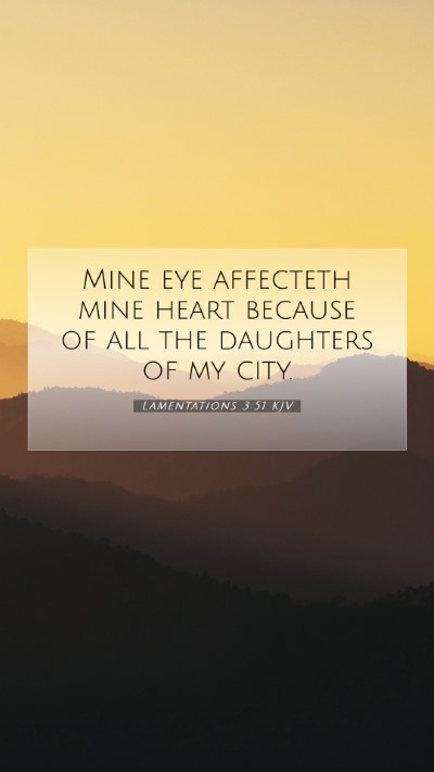 Picture 07 - Lamentations 3:51 KJV Mobile Phone Wallpaper - Mine eye affecteth mine heart because of all the - Mobile Bible Verse Wallpaper