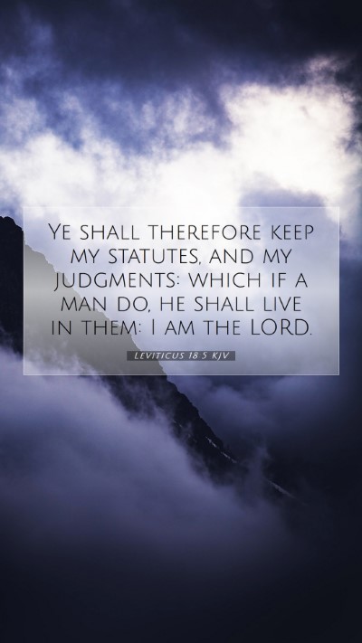 Picture 07 - Leviticus 18:5 KJV Mobile Phone Wallpaper - Ye shall therefore keep my statutes, and my - Mobile Bible Verse Wallpaper