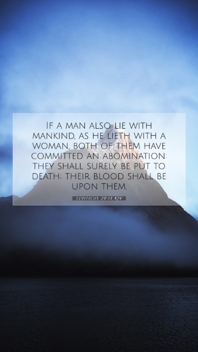 Picture 07 - Leviticus 20:13 KJV Mobile Phone Wallpaper - If a man also lie with mankind, as he lieth with - Mobile Bible Verse Wallpaper