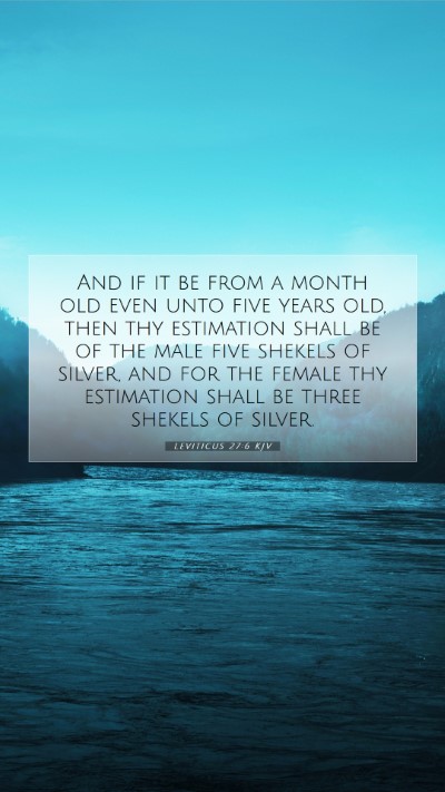 Picture 07 - Leviticus 27:6 KJV Mobile Phone Wallpaper - And if it be from a month old even unto five - Mobile Bible Verse Wallpaper