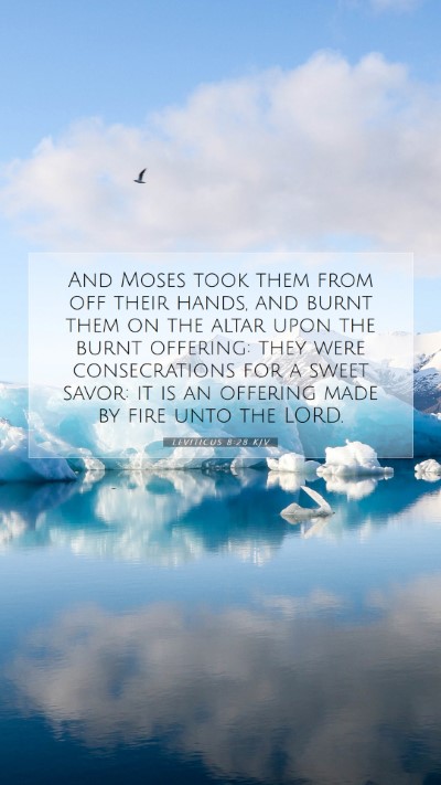 Picture 07 - Leviticus 8:28 KJV Mobile Phone Wallpaper - And Moses took them from off their hands, and - Mobile Bible Verse Wallpaper