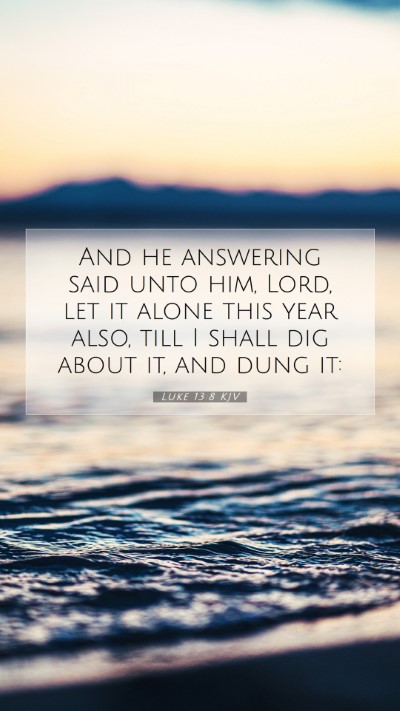 Picture 07 - Luke 13:8 KJV Mobile Phone Wallpaper - And he answering said unto him, Lord, let it - Mobile Bible Verse Wallpaper