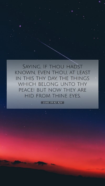 Picture 07 - Luke 19:42 KJV Mobile Phone Wallpaper - Saying, If thou hadst known, even thou, at least - Mobile Bible Verse Wallpaper