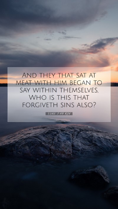 Picture 07 - Luke 7:49 KJV Mobile Phone Wallpaper - And they that sat at meat with him began to say - Mobile Bible Verse Wallpaper
