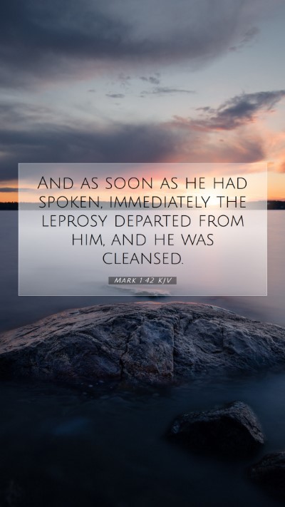 Picture 07 - Mark 1:42 KJV Mobile Phone Wallpaper - And as soon as he had spoken, immediately the - Mobile Bible Verse Wallpaper