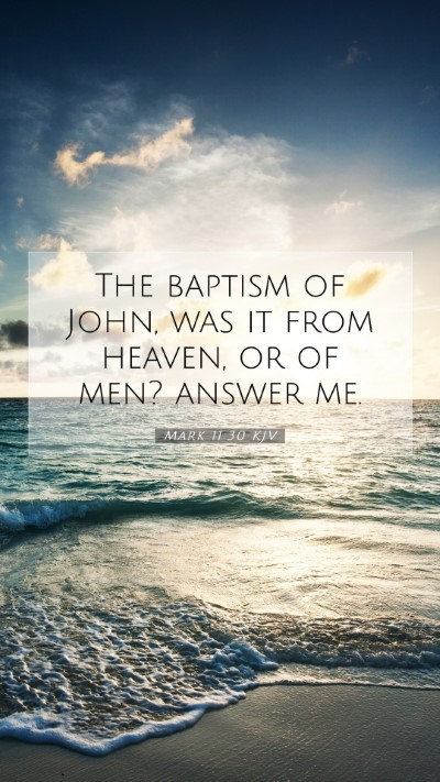 Picture 07 - Mark 11:30 KJV Mobile Phone Wallpaper - The baptism of John, was it from heaven, or of - Mobile Bible Verse Wallpaper