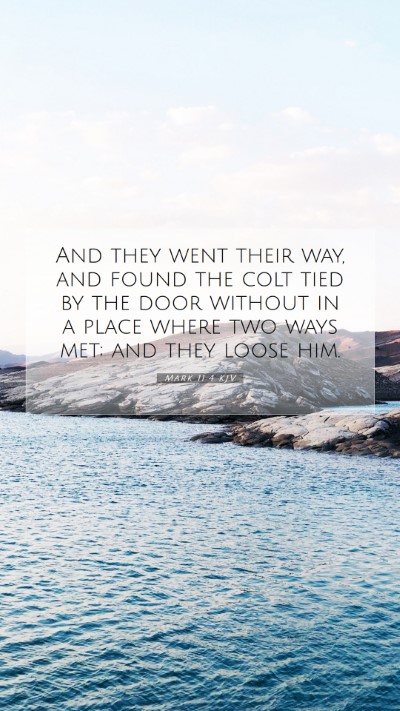 Picture 07 - Mark 11:4 KJV Mobile Phone Wallpaper - And they went their way, and found the colt tied - Mobile Bible Verse Wallpaper