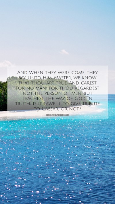 Picture 07 - Mark 12:14 KJV Mobile Phone Wallpaper - And when they were come, they say unto him, - Mobile Bible Verse Wallpaper
